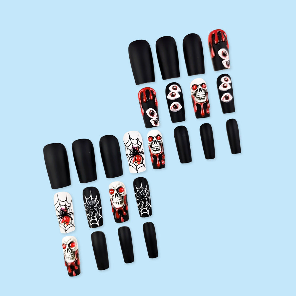 24pcs/Set 3D Bloody Skull Press-On Nails