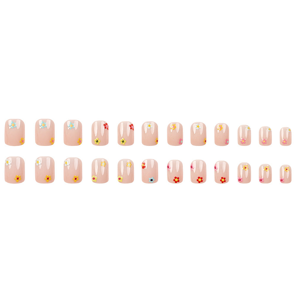 24pcs/Set Colorful Mini Flowers Press-On Nails