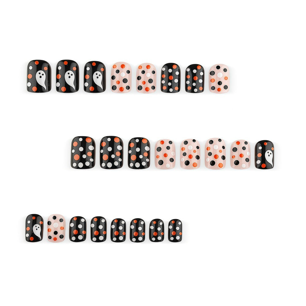 24pcs/Set Ghost Polka Dots Press On Nails