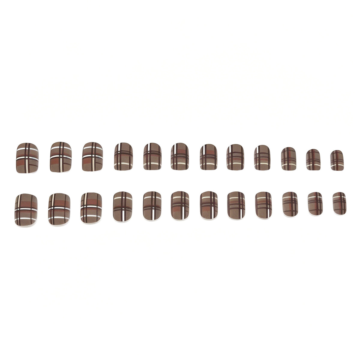 24pcs/Set Autumn Khaki Plaid Press-On Nails