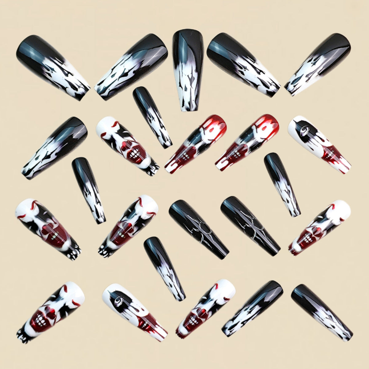 24pcs/Set Dark Skull Press-On Nails