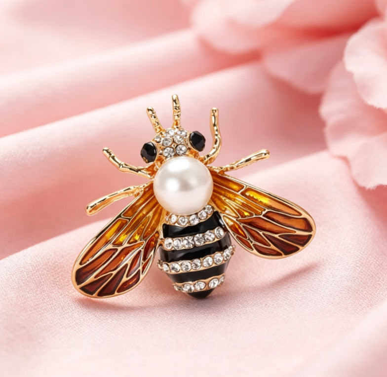 Hand-Painted Bee Brooch
