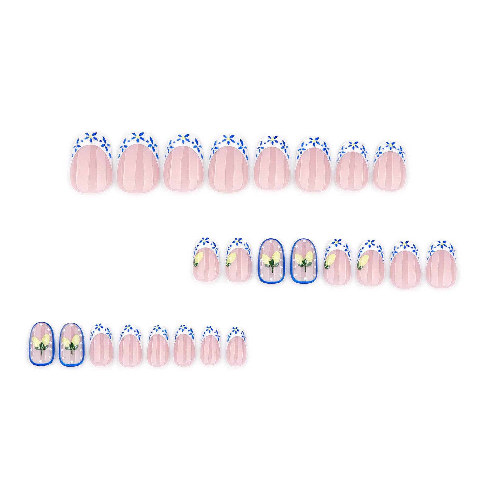 24pcs/Set French Lemon Press-On Nails