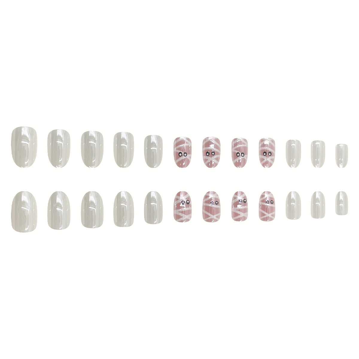24pcs/Set White Mummy Press On Nails
