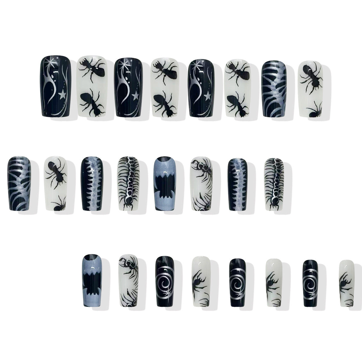 24pcs/Set Ant & Centipede Spine Press-On Nails