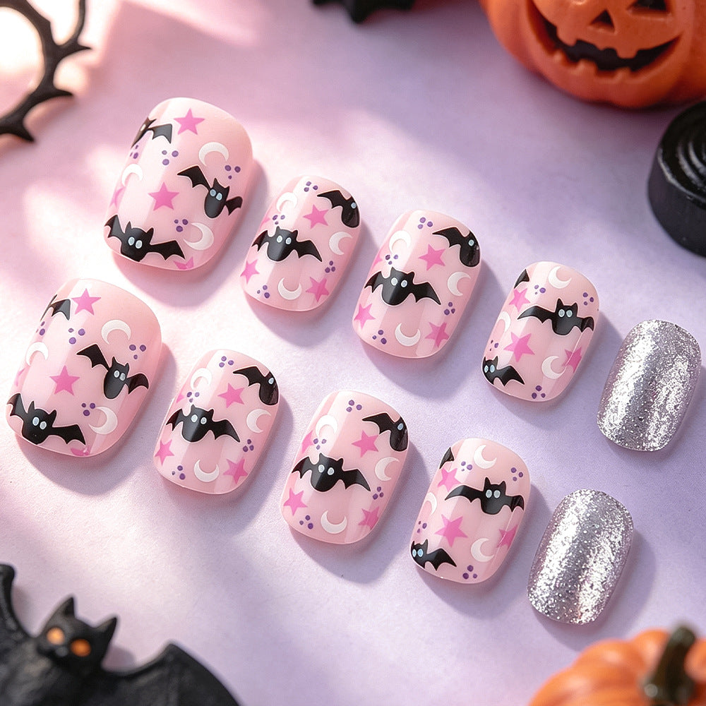 24pcs/Set Sparkly Glossy Bats Press-On Nails