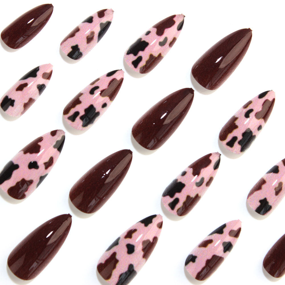 24pcs/Set Chocolate Brown Leopard Print Press On Nails