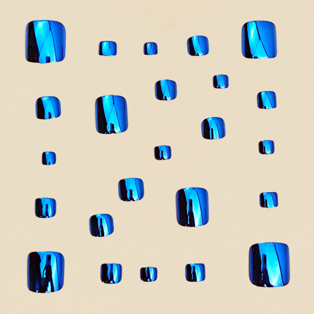 24pcs/Set Deep Sea Blue Chrome Press-On Nails