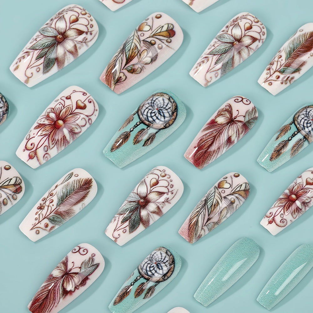 24pcs/Set Graceful Butterfly Blossoms Press-On Nails