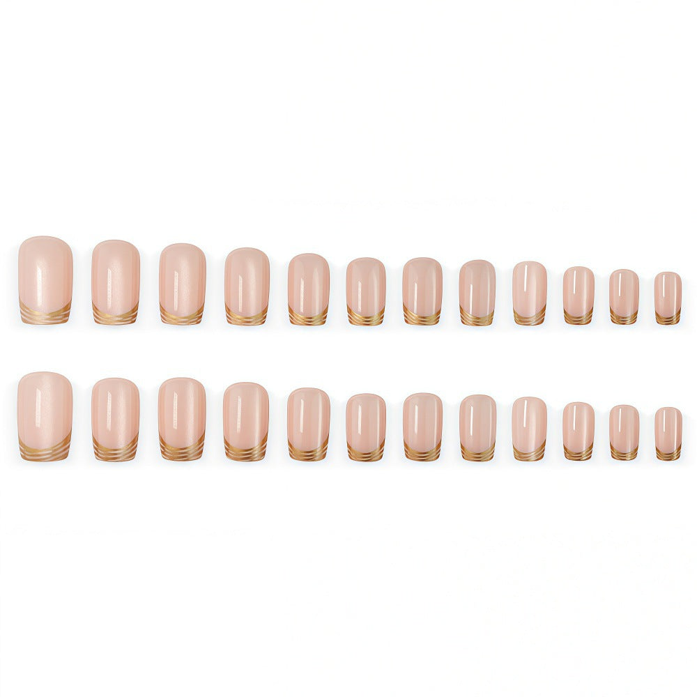 24pcs/Set Champagne Cat Eye French Press On Nails