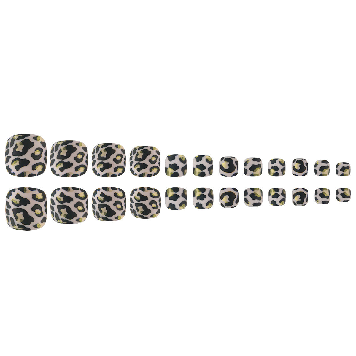 24pcs/Set Matte Leopard Print with Gold Foil Press On Toe Nails