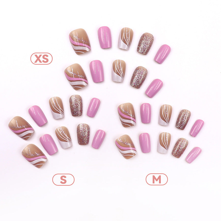 30pcs/Set Ripple Holographic Glitter Press On Nails
