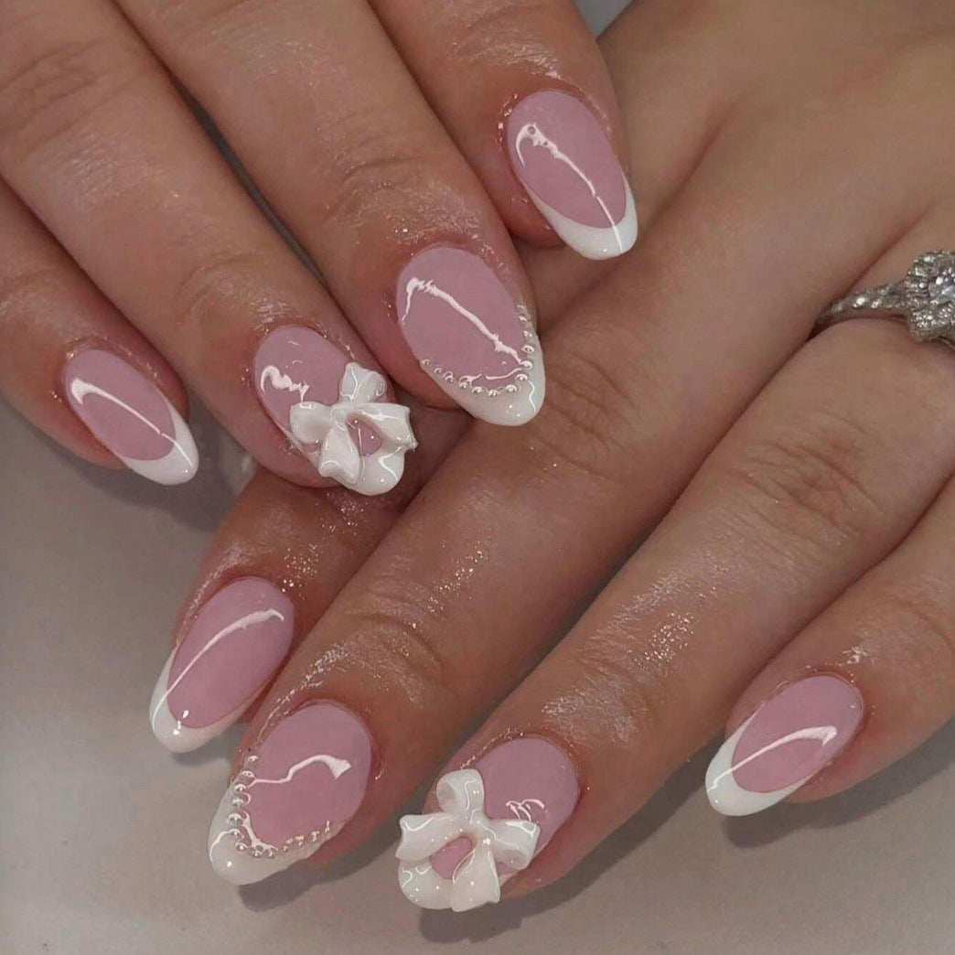 24pcs/Set French Bow Press-On Nails