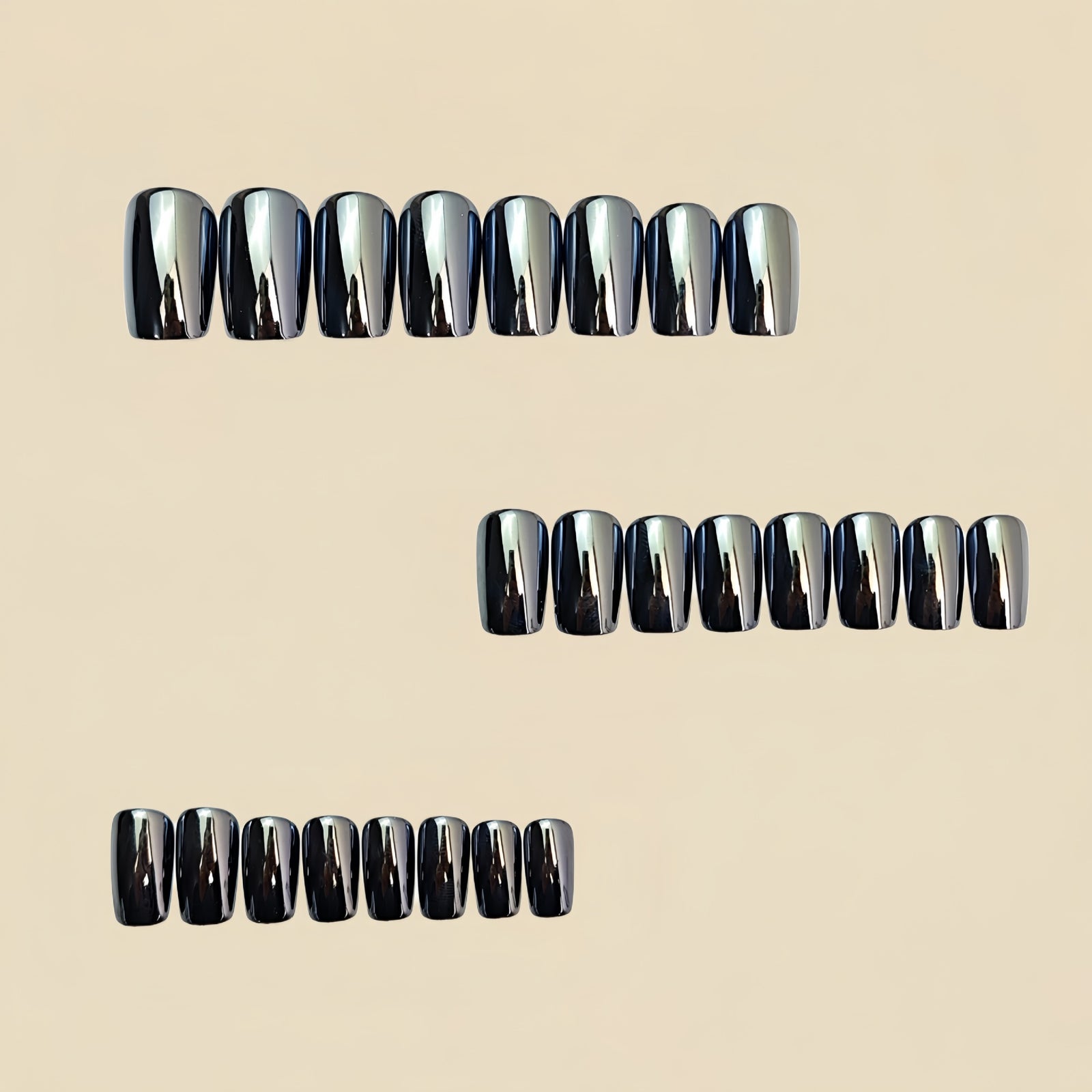 24pcs/Set Gray Chrome Glitter Press-On Nails