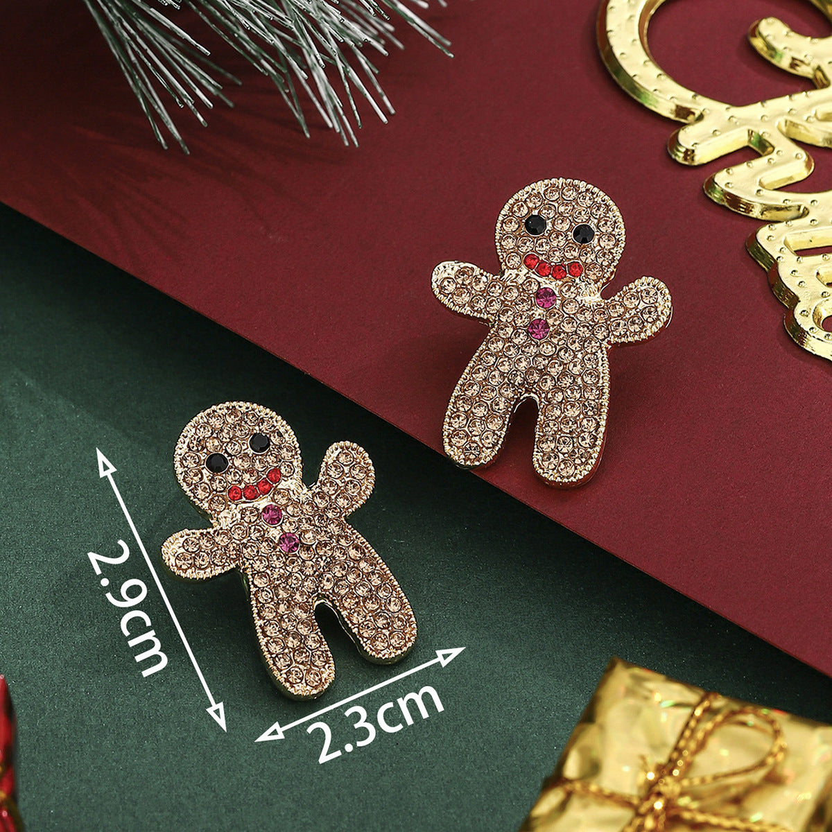 Alloy Pink Christmas Tree Stud Earrings
