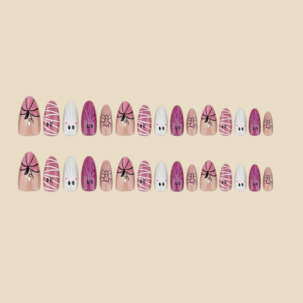 24pcs/Set 3D Ghost Bandage Mummy Press On Nails
