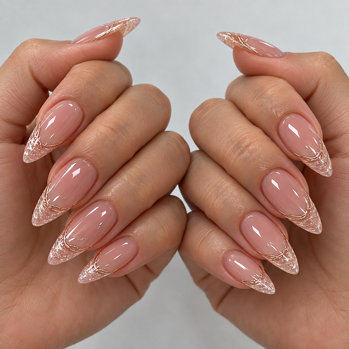 24pcs/Set Golden Edge French Tips Press-On Nails