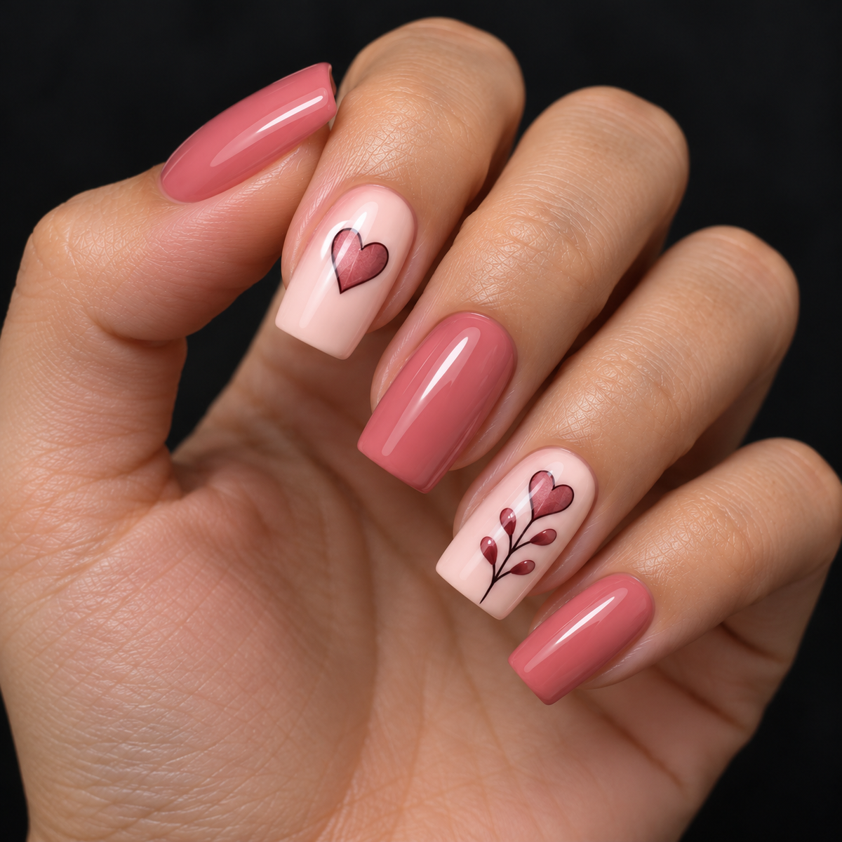 24pcs/Set Heart Press-On Nails