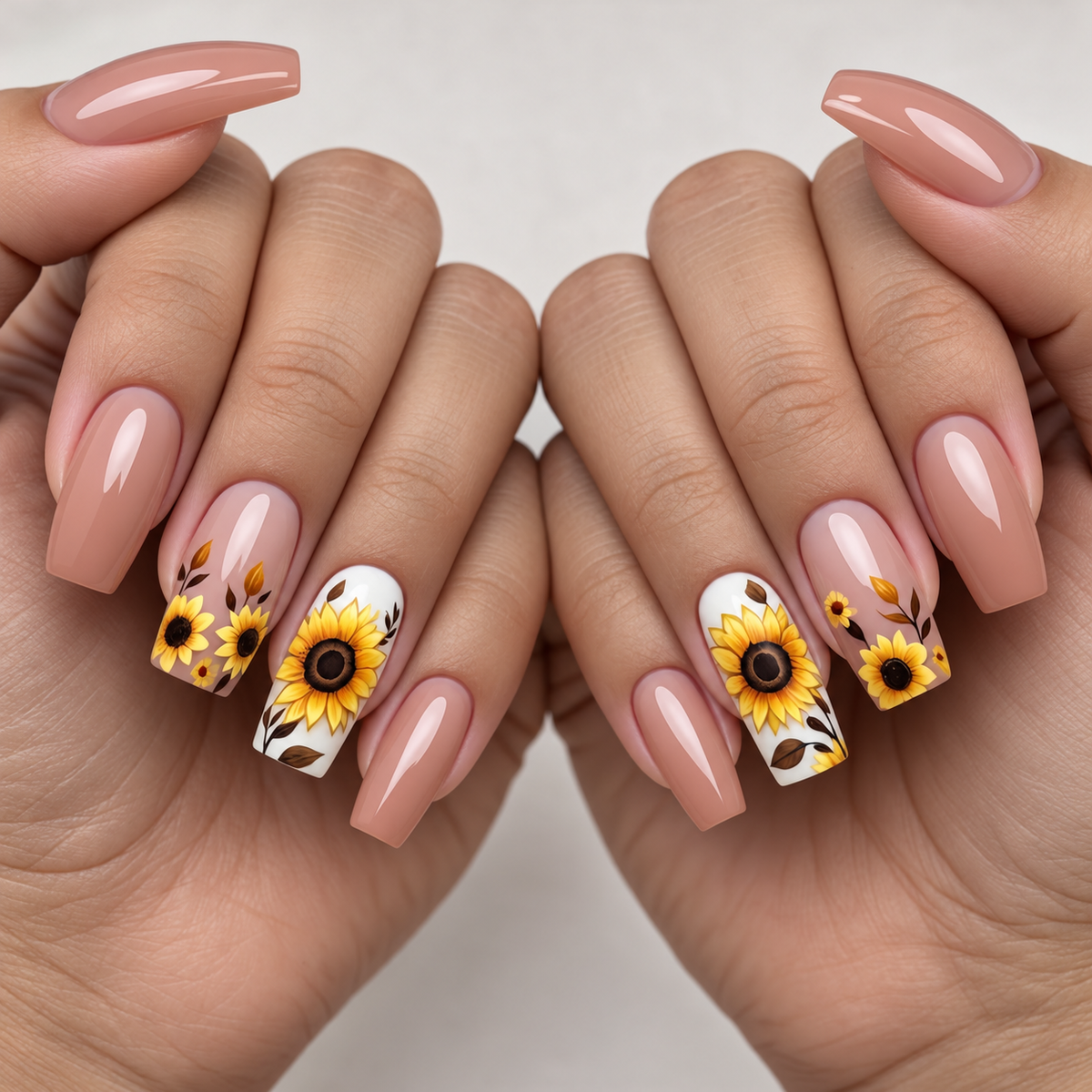 24pcs/Set Sunflower Press-On Nails