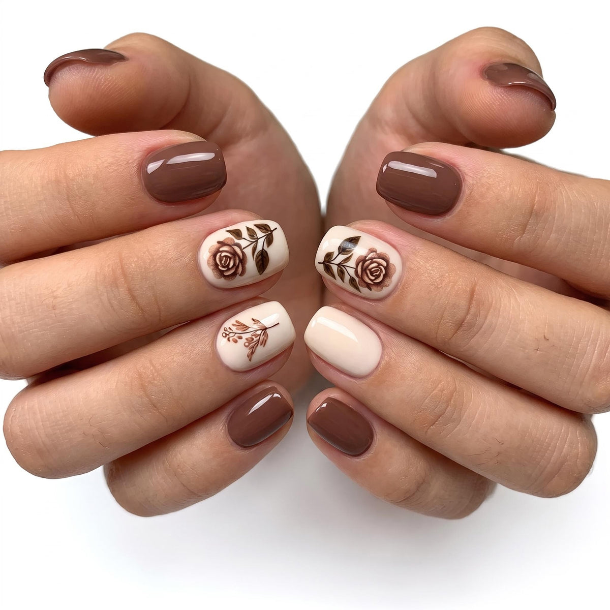 24pcs/Set Minimalist Rose Short Press-On Nails