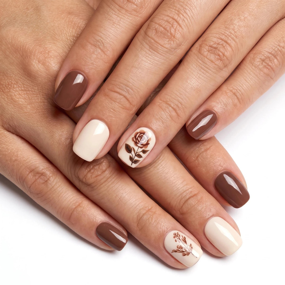 24pcs/Set Minimalist Rose Short Press-On Nails
