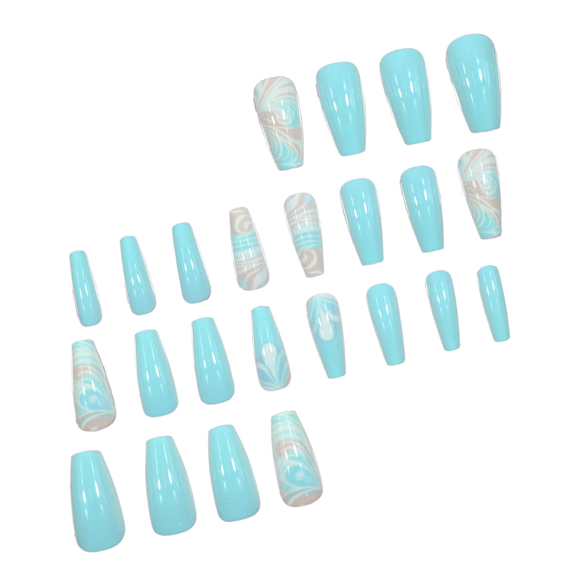 24pcs/Set White Feather Press-On Nails