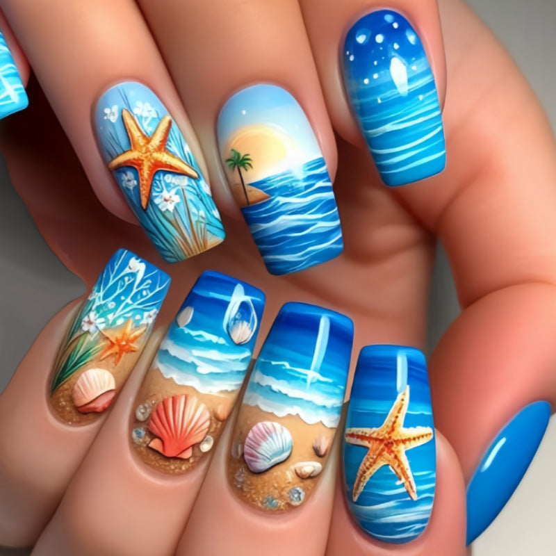 24pcs/Set Starfish & Seashell Press-On Nails