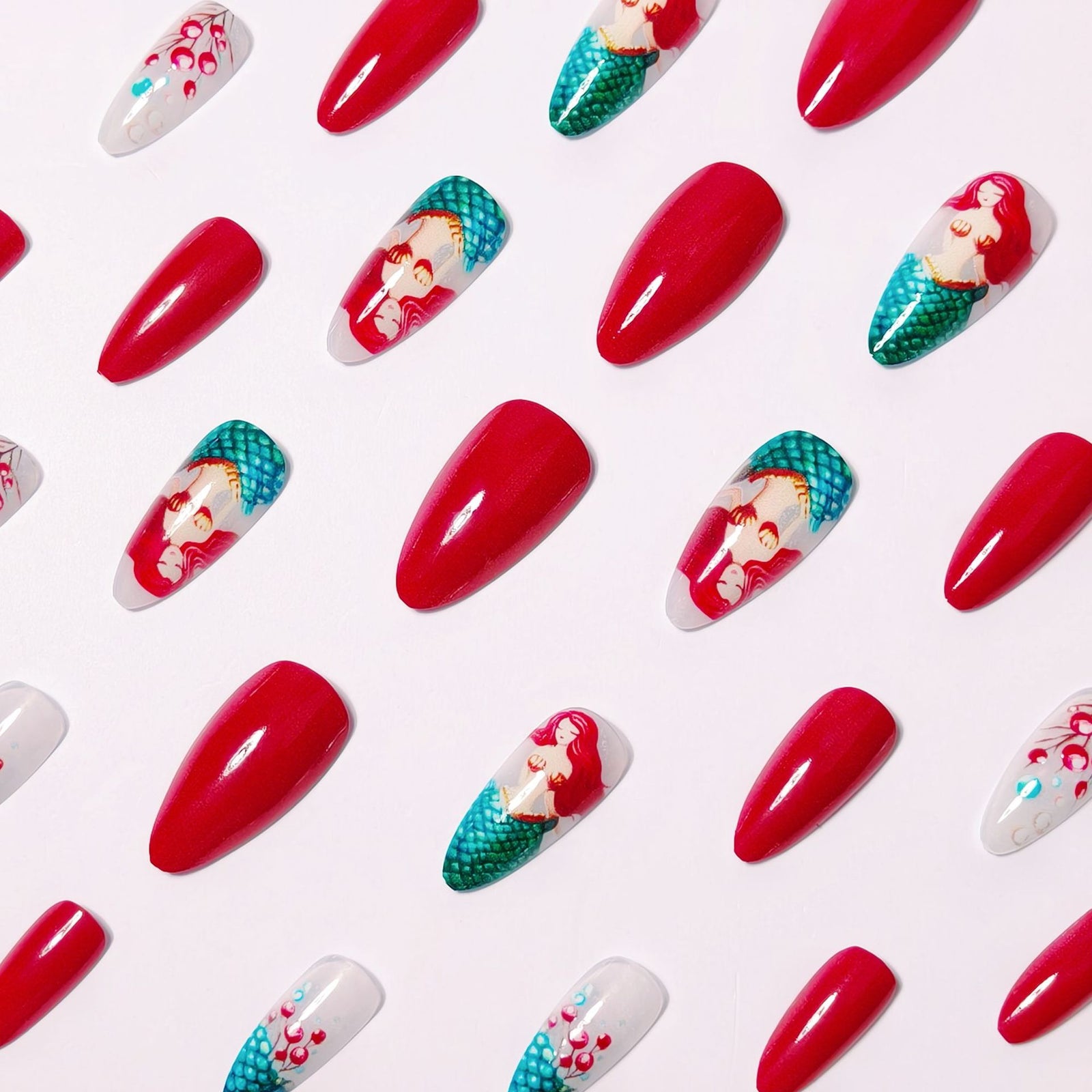 24pcs/Set Mermaid Underwater World Press-On Nails