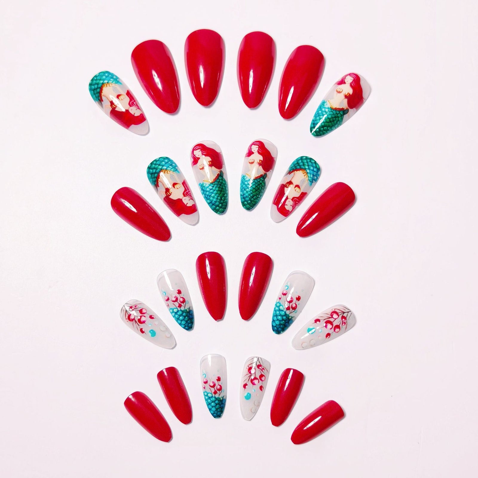 24pcs/Set Mermaid Underwater World Press-On Nails