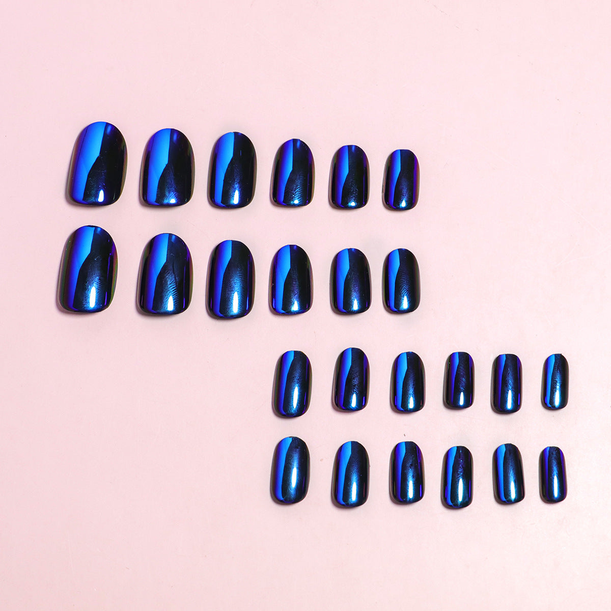 24pcs/Set Gradient Blue Green Mirror Press-On Nails