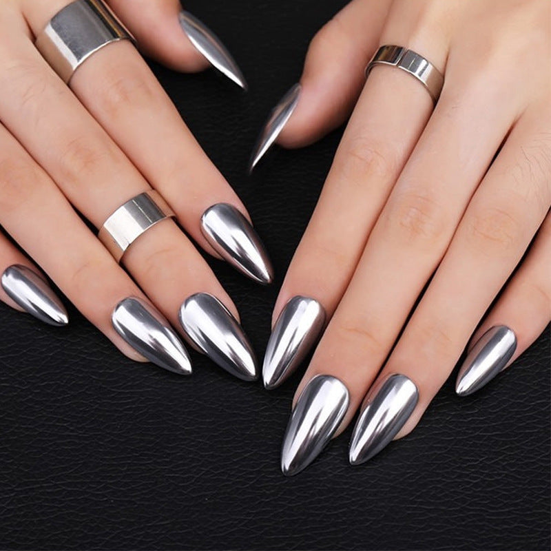 24pcs/Set Mirror Metallic Press-On Nails