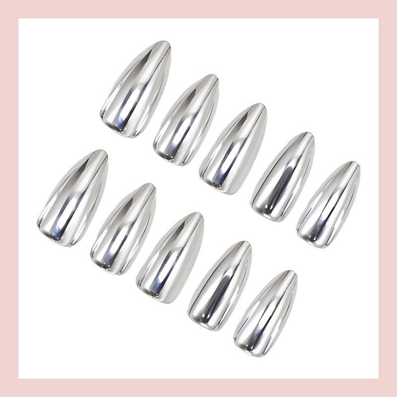 24pcs/Set Mirror Metallic Press-On Nails