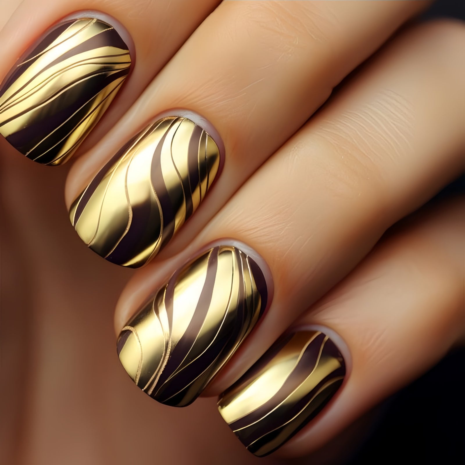 24pcs/Set Electroplated Gold Press-On Nails