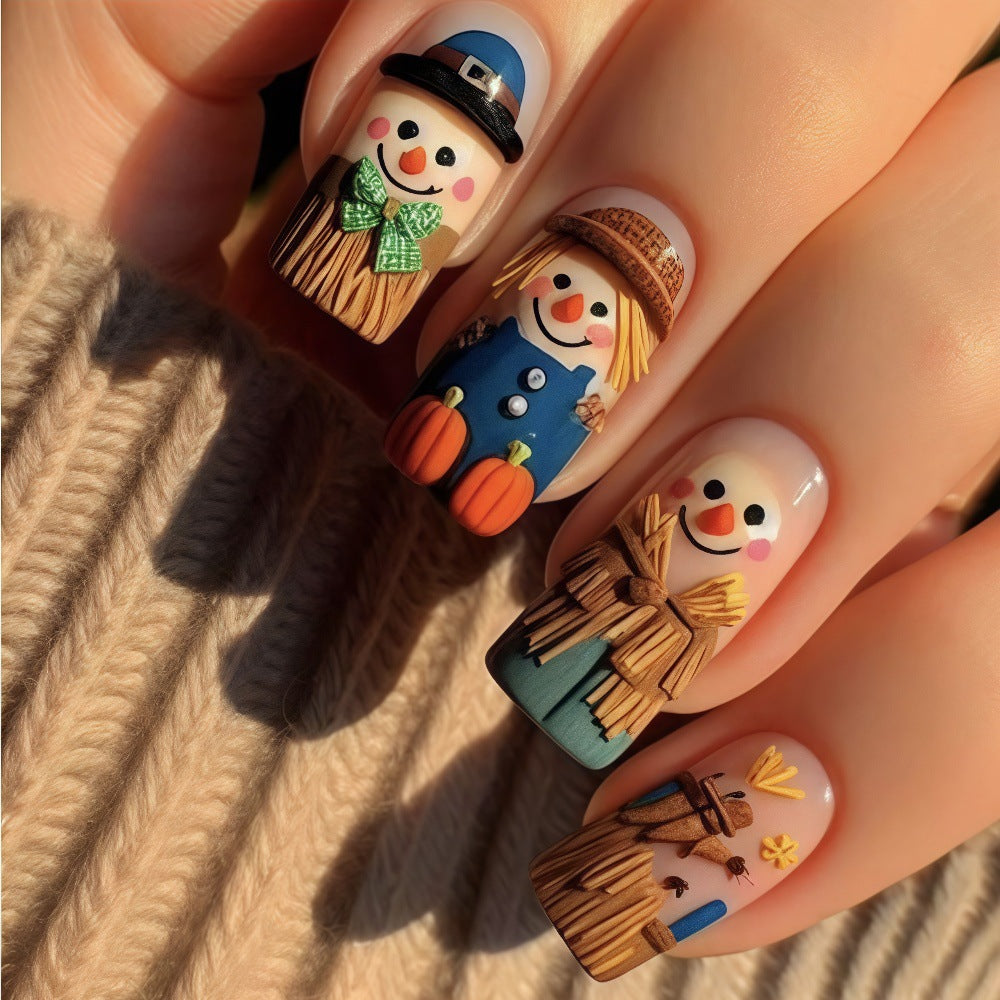 24pcs/Set Halloween Scarecrow Press-On Nails
