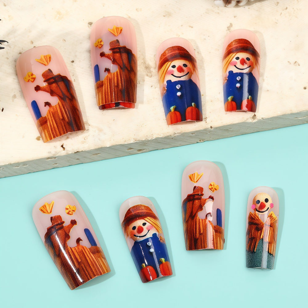 24pcs/Set Halloween Scarecrow Press-On Nails