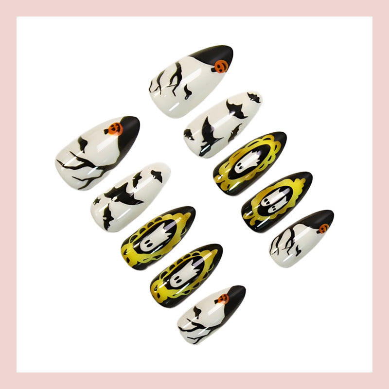 24pcs/Set Halloween Ghost Pumpkin Bat Press-On Nails