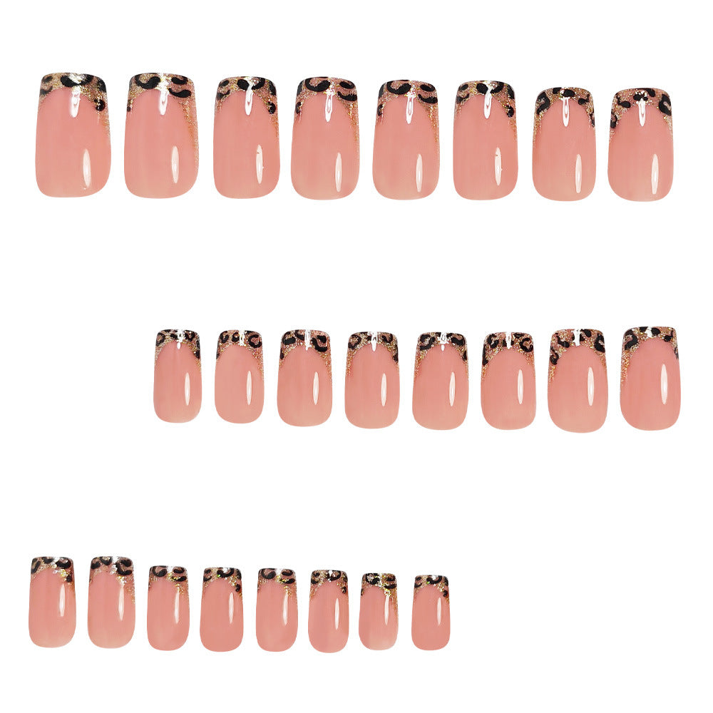 24pcs/Set Leopard French Press-On Nails