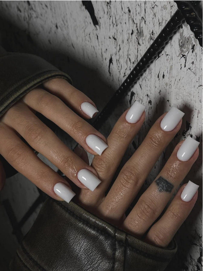 24pcs/Set Solid White Press-On Nails