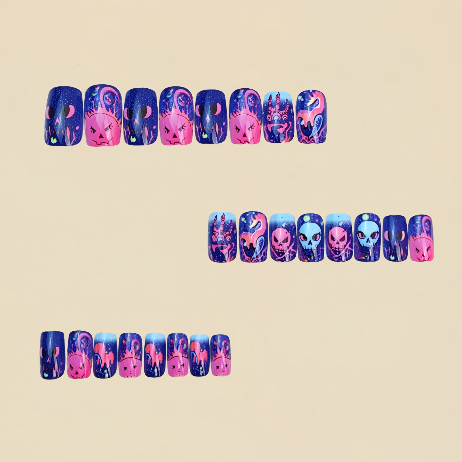 24pcs/Set Halloween Cute Skull Press-On Nails