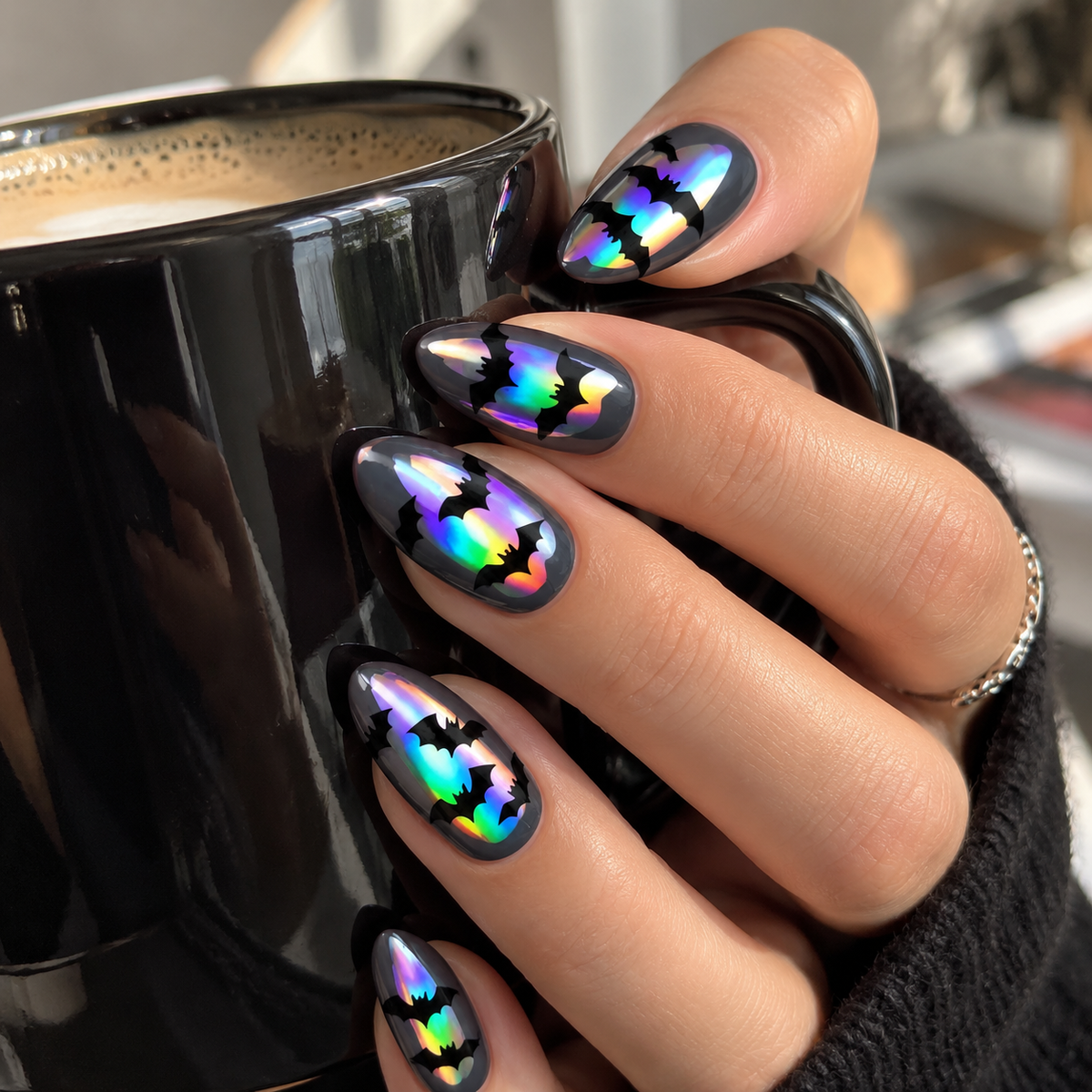 24pcs/Set Halloween Bat Press-On Nails