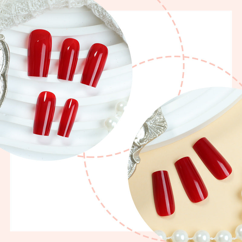 24pcs/Set Solid Red Press-On Nails