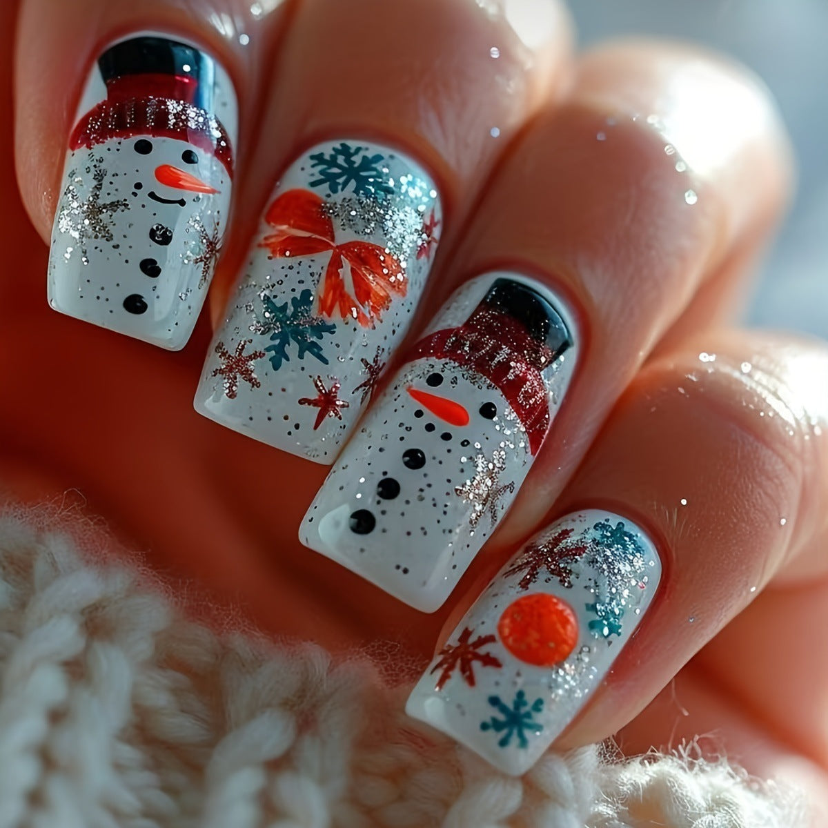 24pcs/Set Reindeer Christmas Press-On Nails