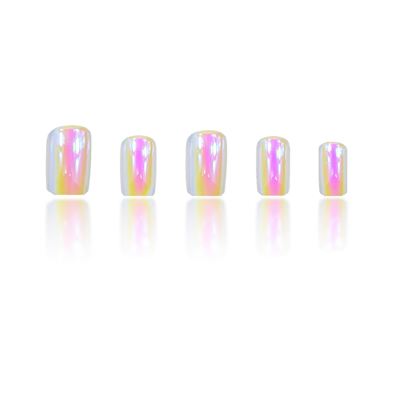 24pcs/Set Light Pink Iridescent Chrome Press-On Nails