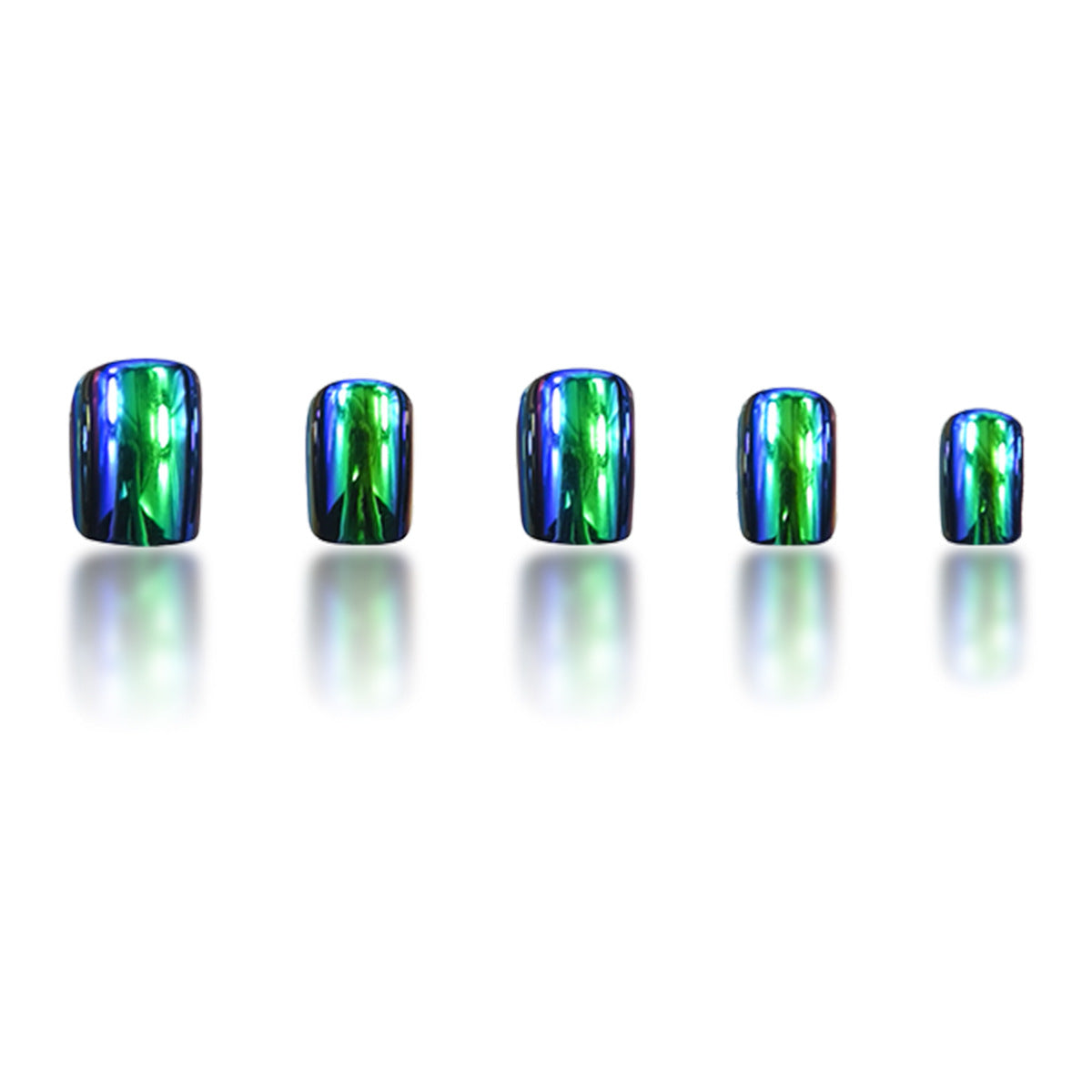 24pcs/Set Emerald Green Electroplating Press-On Nails