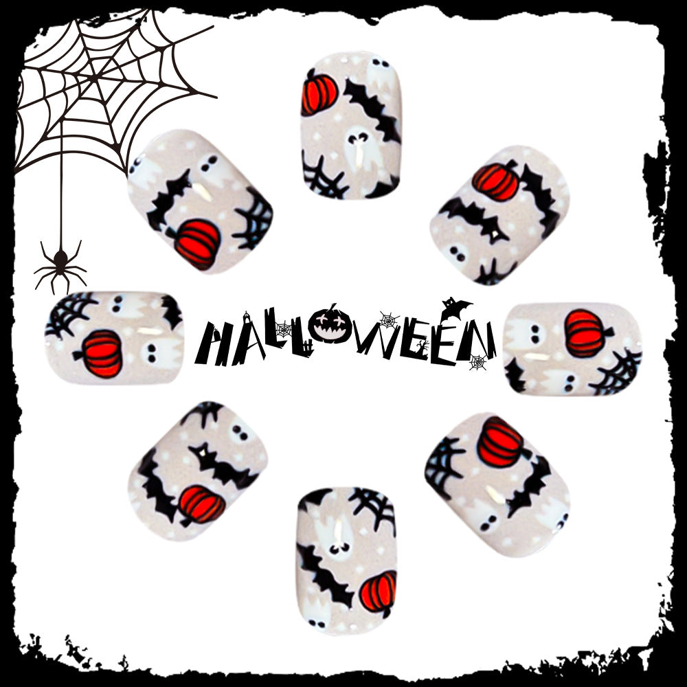24pcs/Set Halloween Little Pumpkins Bats Tiny Ghosts Press-On Nails