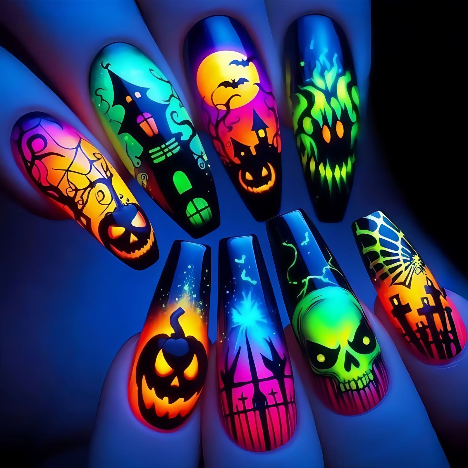 24pcs/Set Halloween Pumpkin Ghosts And Specters Press-On Nails