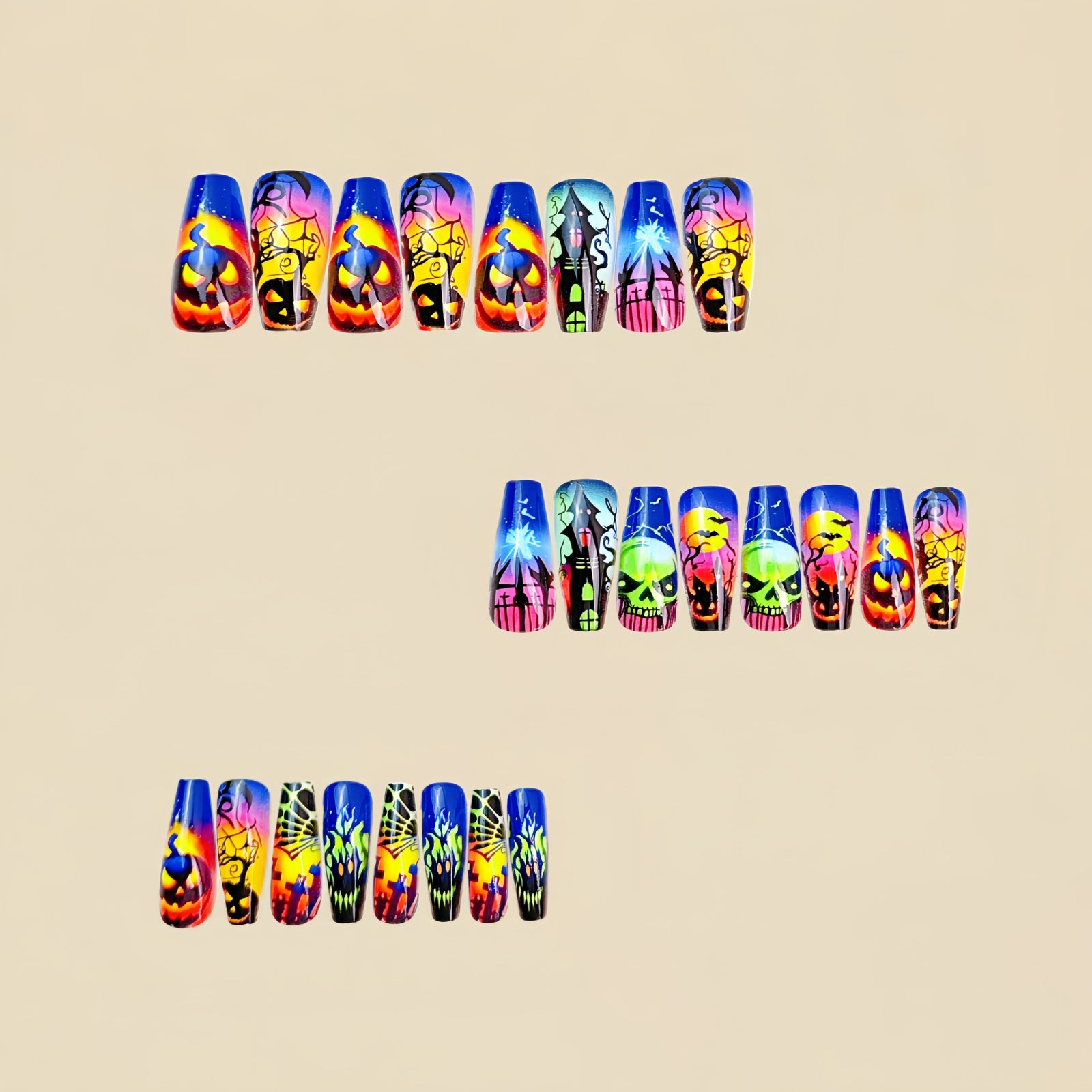 24pcs/Set Halloween Pumpkin Ghosts And Specters Press-On Nails