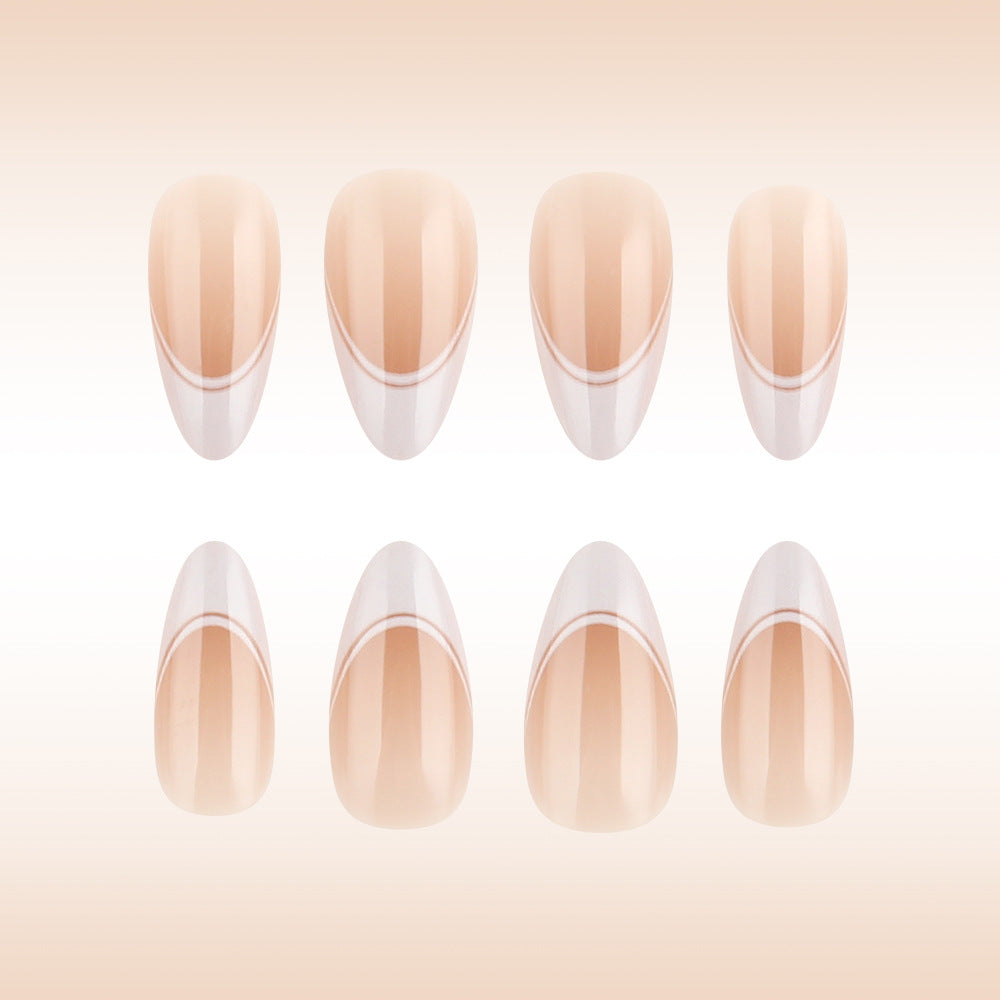 24pcs/Set Floral Gold-Trimmed French Tips Press-On Nails