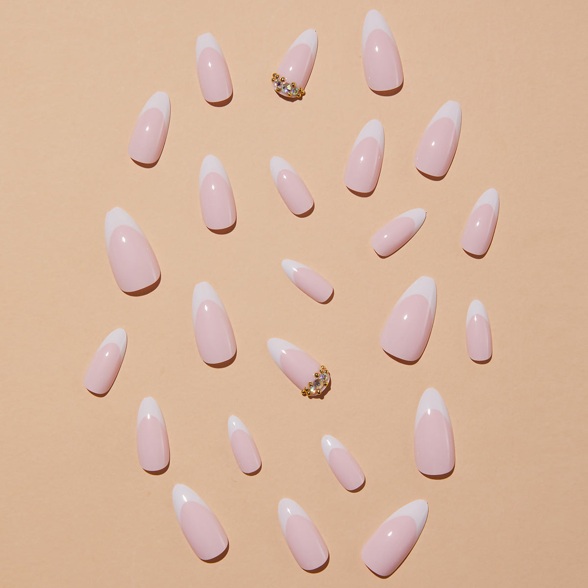 24pcs/Set White French Almond Press-On Nails