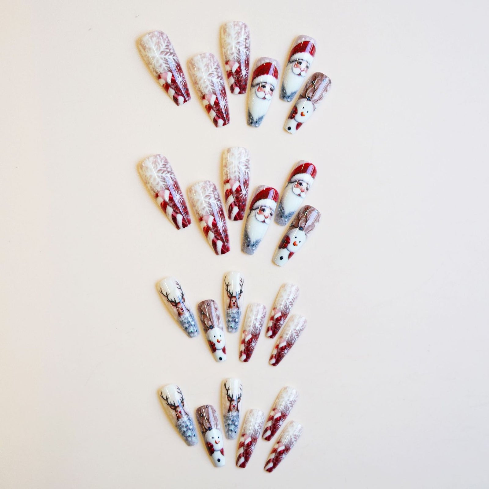 24pcs/Set Christmas Snowflake Reindeer Santa Claus Press-On Nails